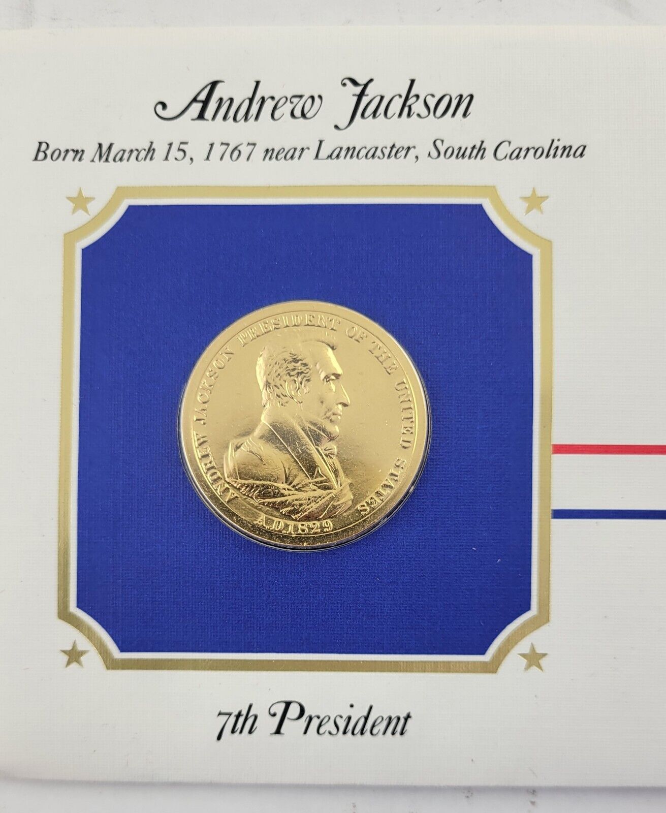 Andrew Jackson Presidential Covers Medal Postal Commemorative Society Gold Plate
