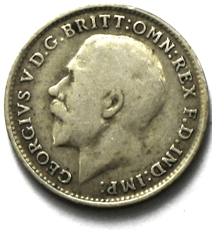 1916 Great Britain 3 Three Pence Silver Coin KM# 813