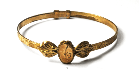 Vintage Gold Filled DB & Co 1-7/8" Child's Bangle Bracelet 12mm Ornate Floral