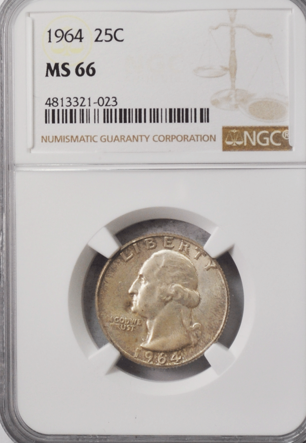 1964  25c Washington Silver Quarter Dollar NGC MS66 Brilliant Uncirculated