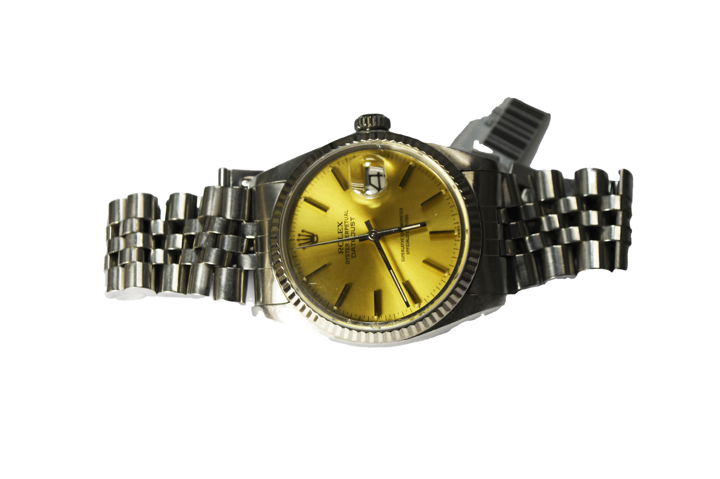 1985 Men's Rolex 16014 Datejust Gold Stick Dial 36mm Stainless Jubilee