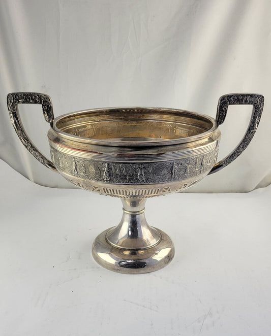 Friedman Silverplate Dutch Scenes Reticulated Repoussé Handled Centerpiece