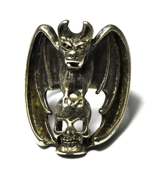 Silver Plated G&S Gordon & Smith 1985 Bat Skull Costume Ring 30mm Size 10