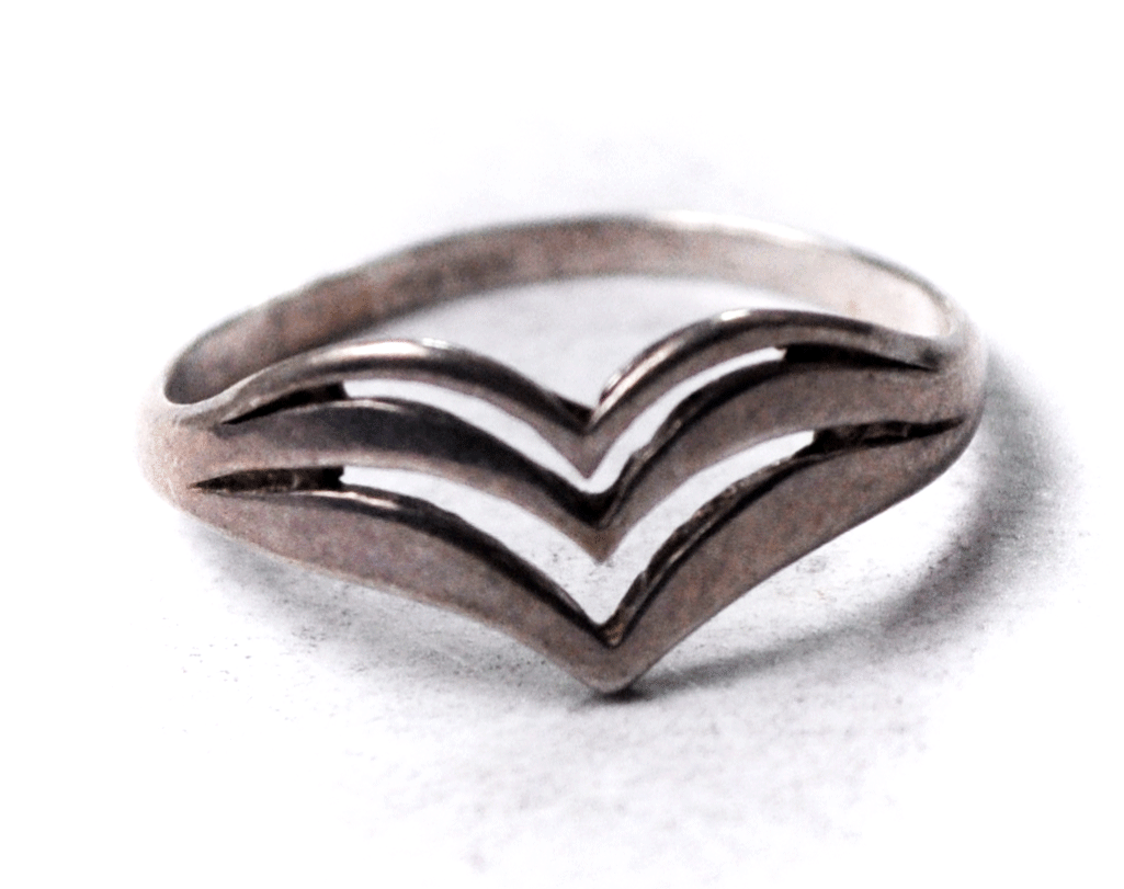 Sterling Silver Shubes Triple Wave Heart Split Band Ring Size 6