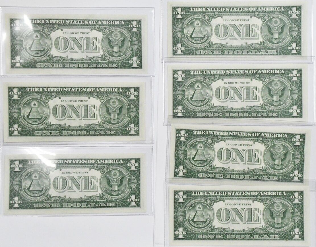 7 1957B $1 Silver Certificate Notes Sets of Sequential Uncirculated W10819931A