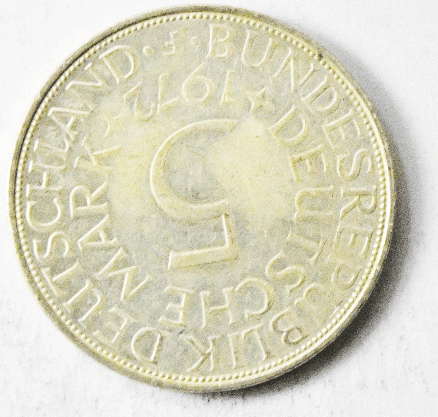 1972 F Germany Federal Republic 5 Five Mark Silver Coin KM# 112.1