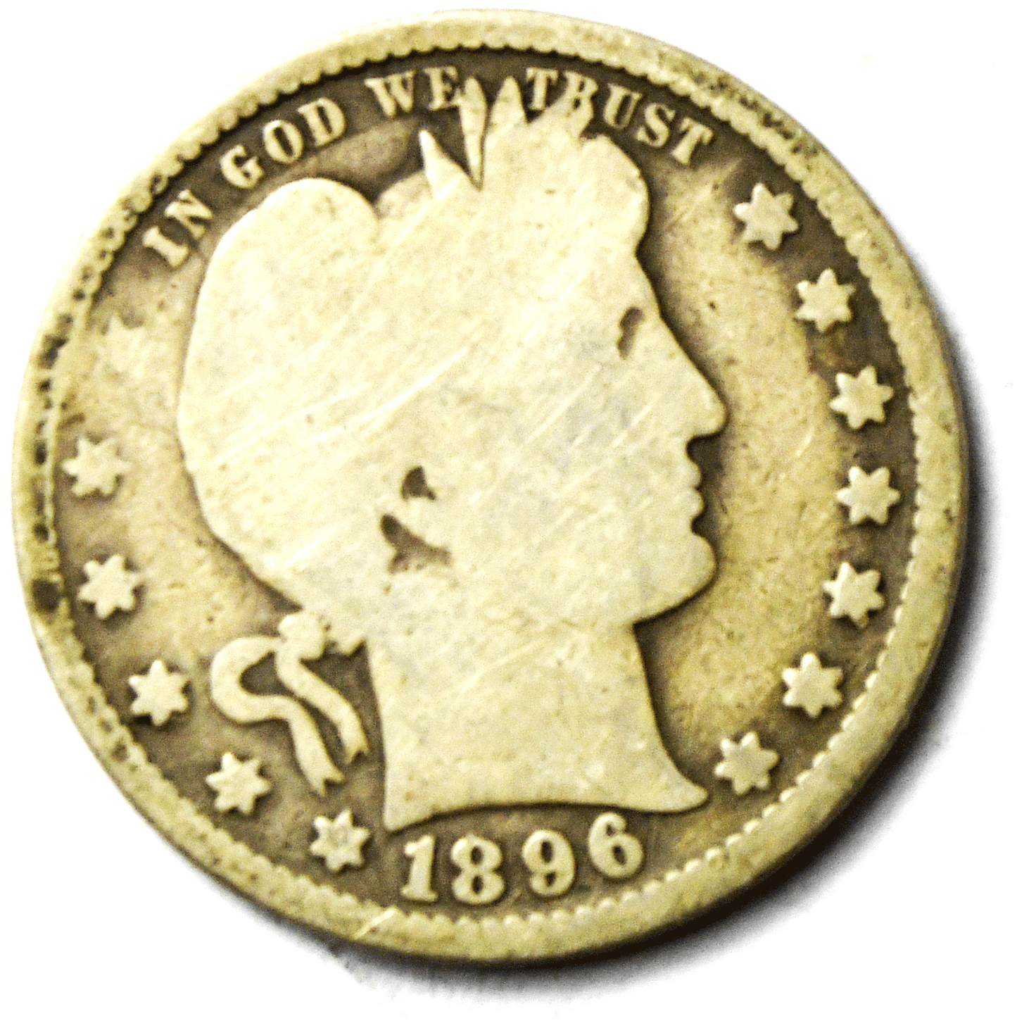 1896 25c Barber Silver Quarter Dollar Twenty Five Cents Philadelphia