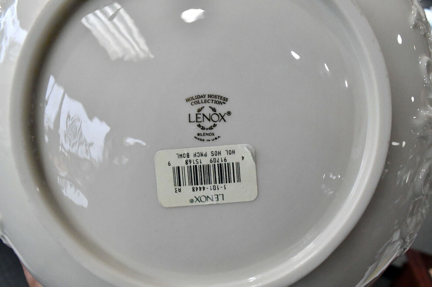 Discontinued Lenox Porcelain Huge Holiday Hostess Punch Bowl 12 1/4" x 6"