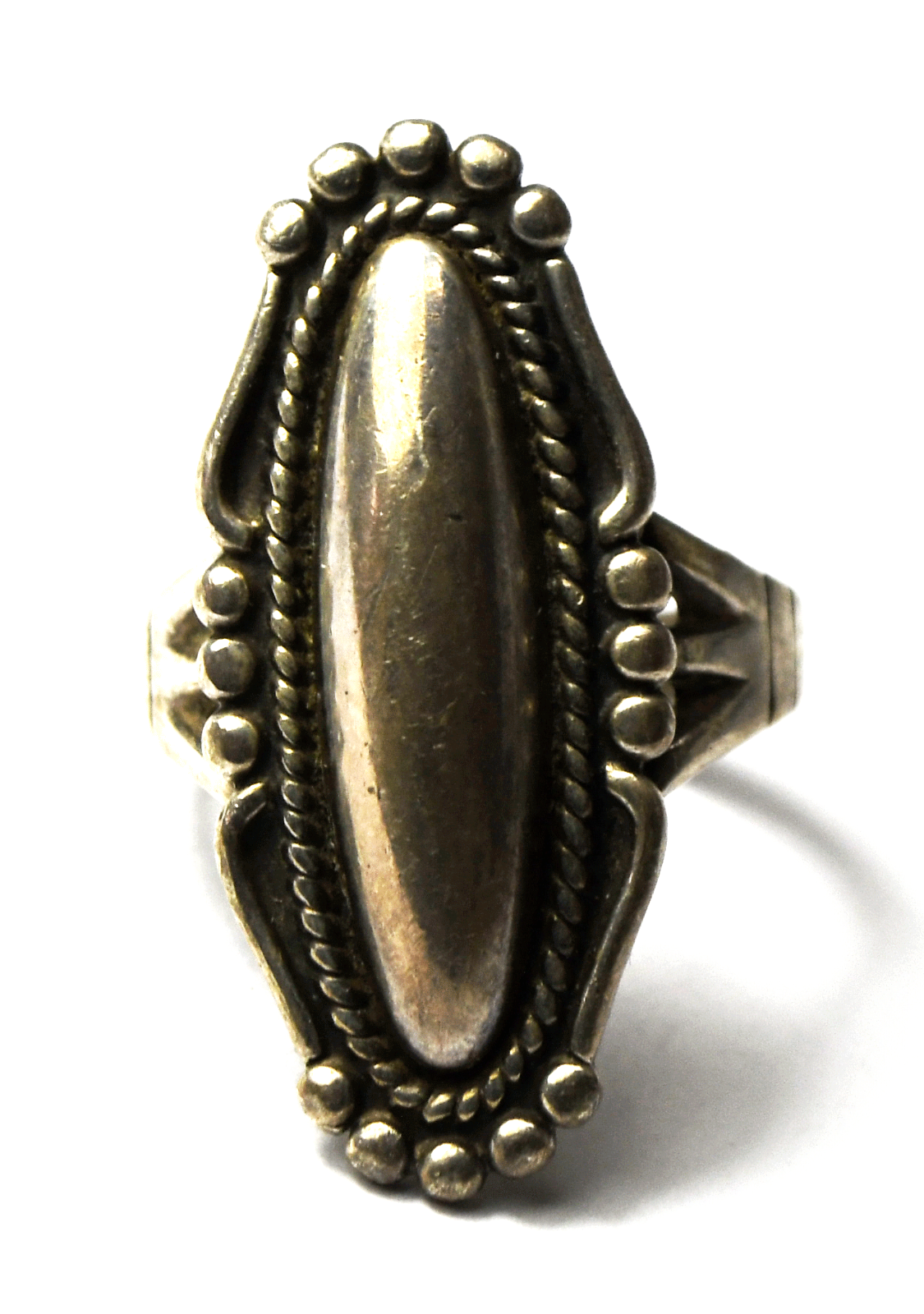 Antique Sterling Silver Bell Trading 32mm Elongated Domed Ring Size 7-1/2