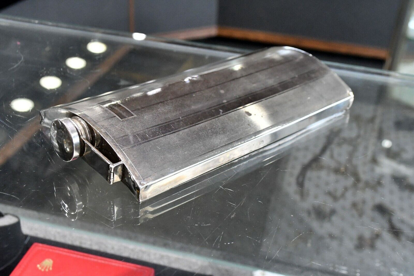 Solid Sterling by International Pint Gentleman's Flask 10.5 oz. Art Deco 8 7/8"