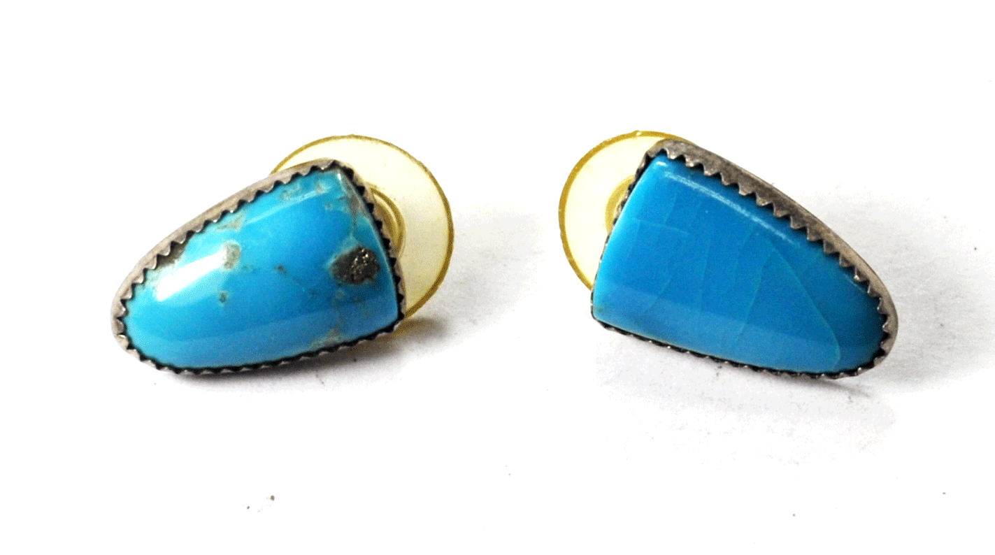 Sterling Turquoise Gumdrop Triangle Earrings 20mm x 14mm