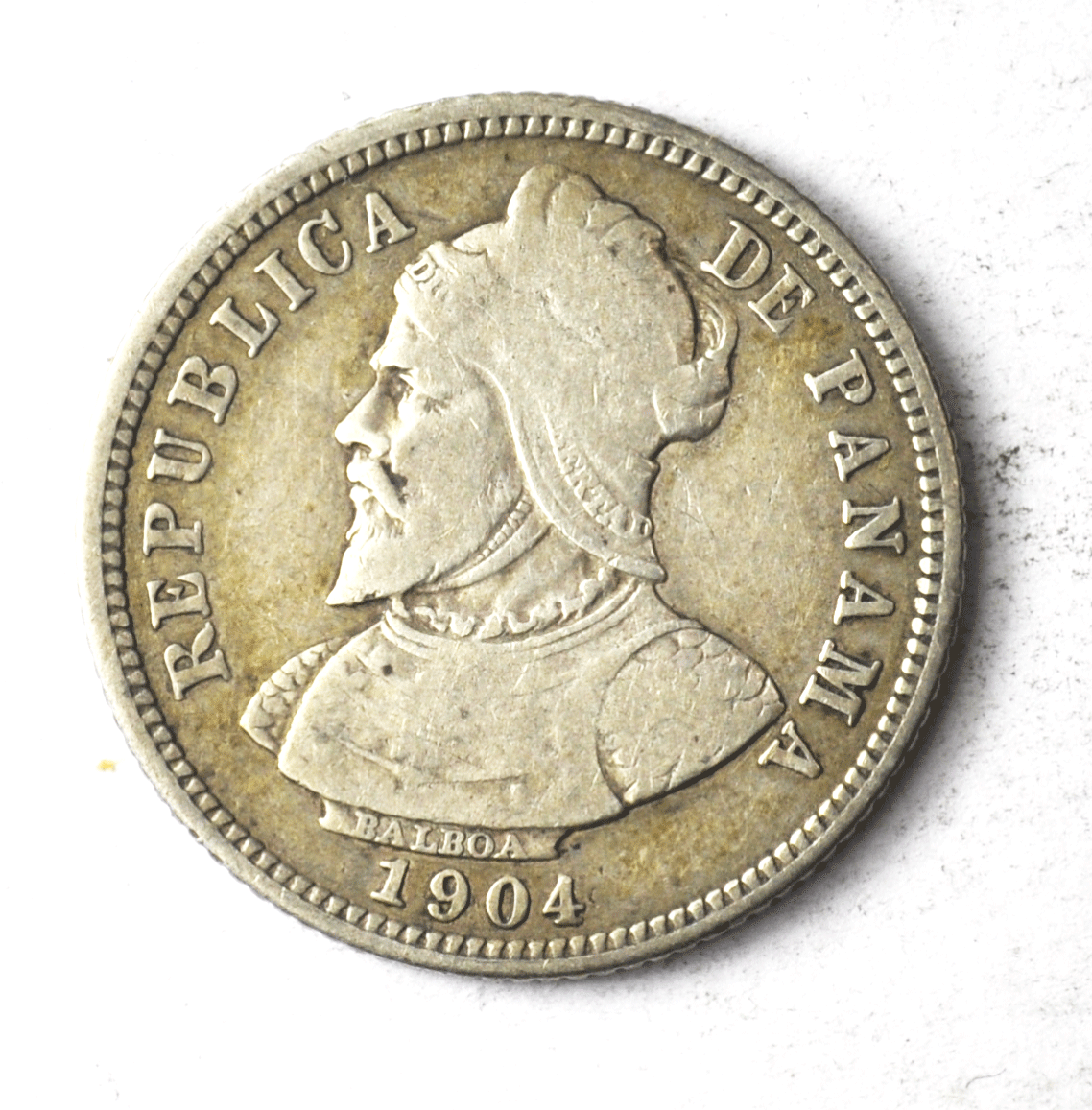 1904 Panama 10 Ten Diez Centesimos Silver Coin KM# 3 Rare