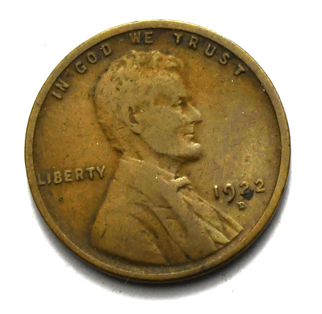 1922 D 1c Lincoln Wheat Cent Denver Penny Rare Adhesive Reverse