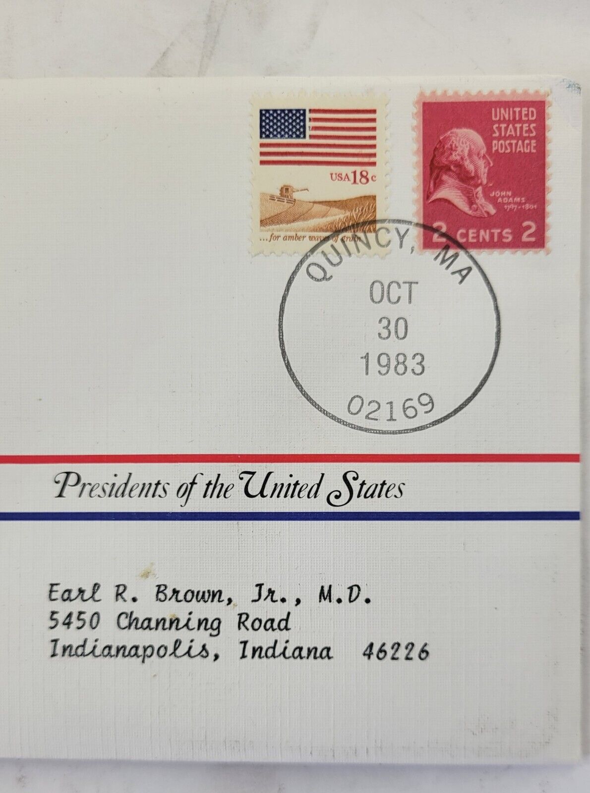 John Adams Presidential Covers Medal Postal Commemorative Society Gold Plated