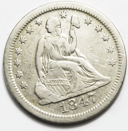 1847 O 25c Seated Liberty Silver Quarter Dollar Twenty Five Cents Rare VF