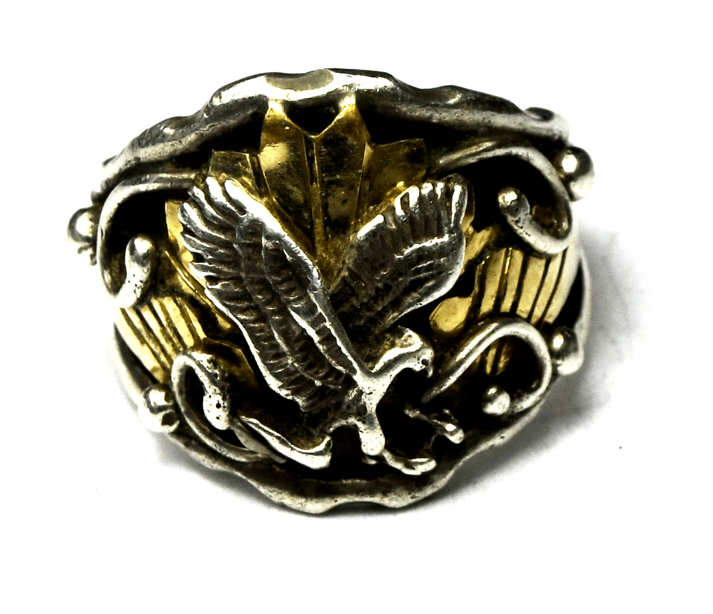 Signed S Gold Filled Sterling Eagle Ring 23mm Size 12-3/4