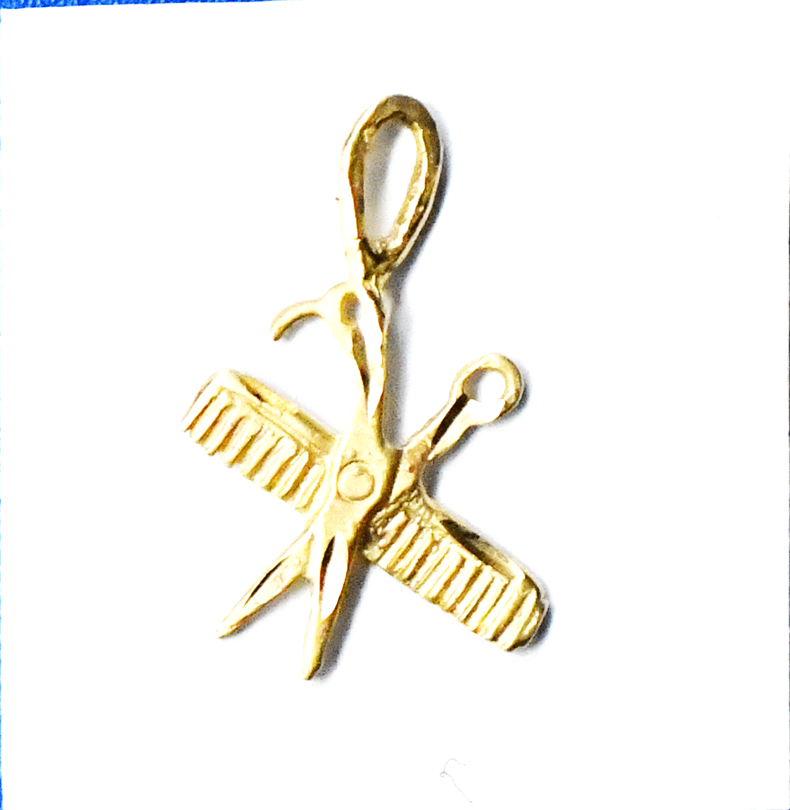 925 Sterling & 14k Gold Scissors Ruler Small Pendant Charm 17mm x 10mm