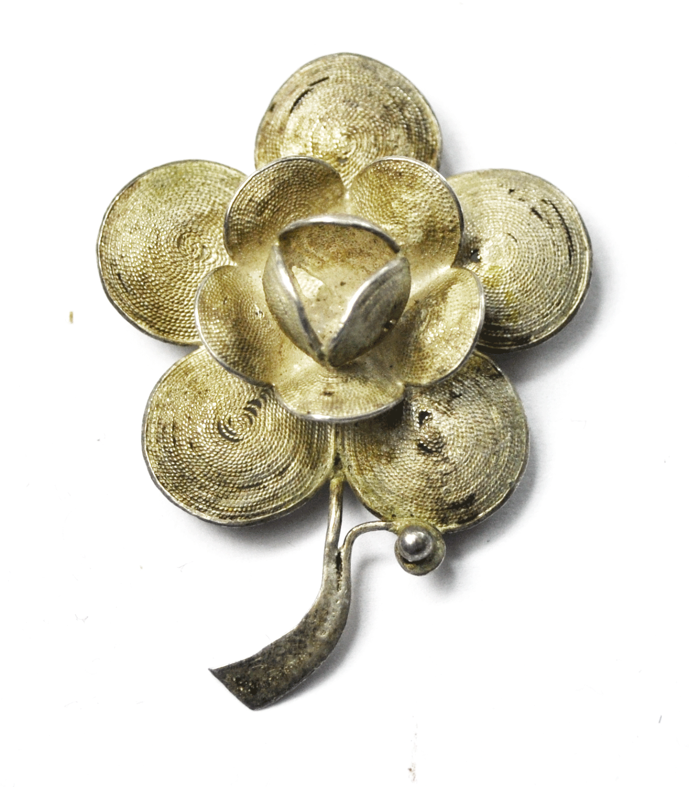 Sterling Silver Hermann Siersbol Solid Flower Wire Coil Look Brooch Pin 1-3/4"