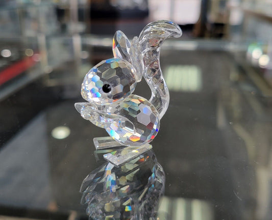 Swarovski Crystal Figurine Squirrel With Nut Block SC Logo Retired Austria
