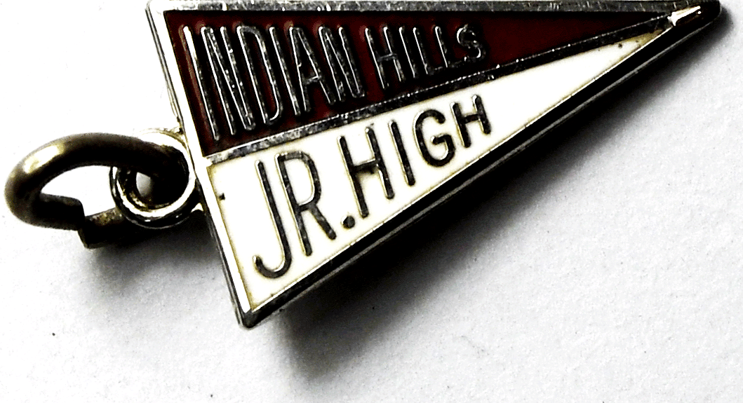 Sterling Indian Hills Junior High School Kansas Enamel Pennant Charm 19mm x 9mm