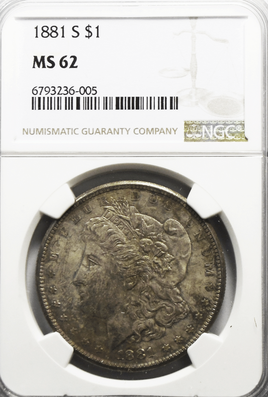 1881 S $1 Morgan Silver Dollar MS62 NGC Uncirculated San Francisco