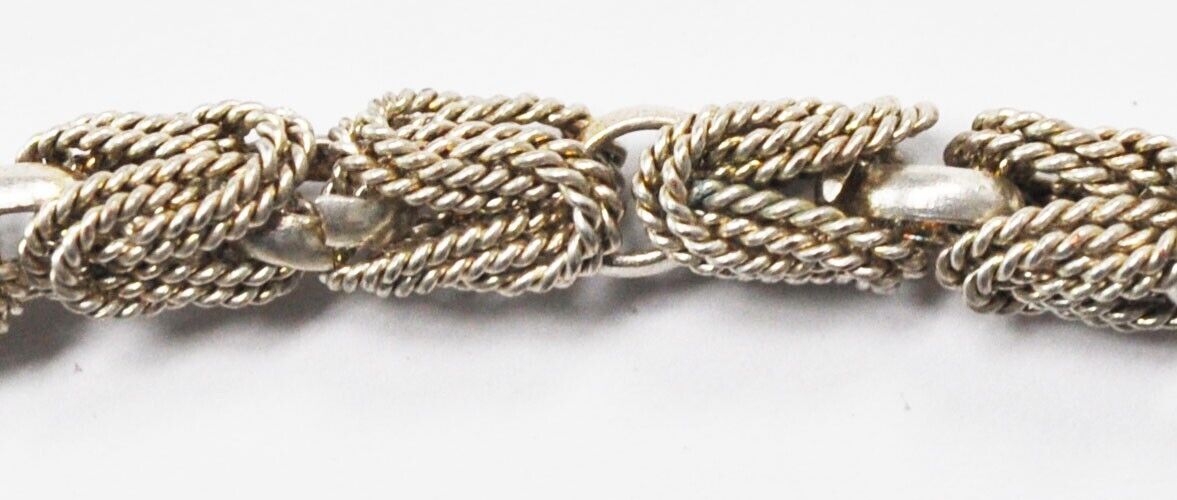 Silver Plated Textured Wire Rope Byzantine Necklace 6mm 18.5"