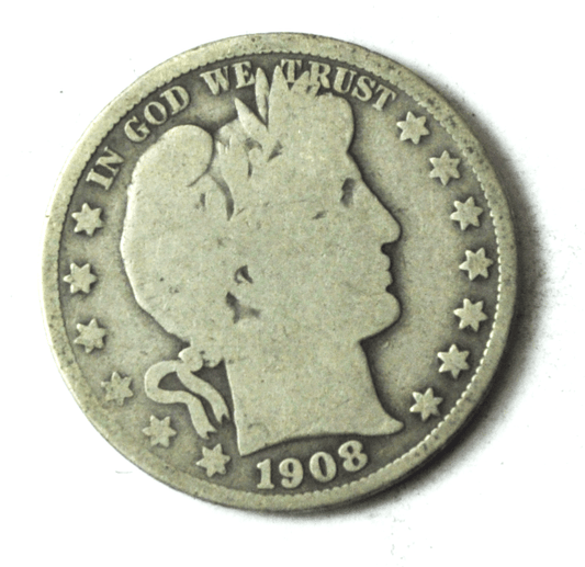1908 50c Barber Silver Half Dollar Rare Fifty Cents US Philadelphia