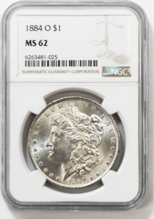 1884 O $1 Morgan Silver Dollar MS62 NGC New Orleans Uncirculated