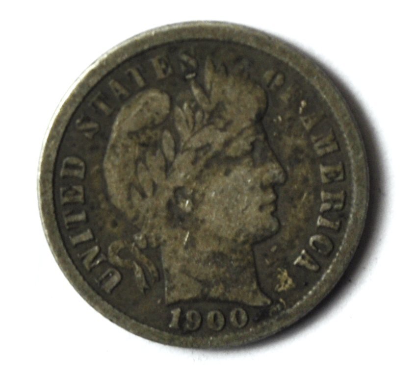 1900 10c Barber Silver Ten Cents Dime US Philadelphia