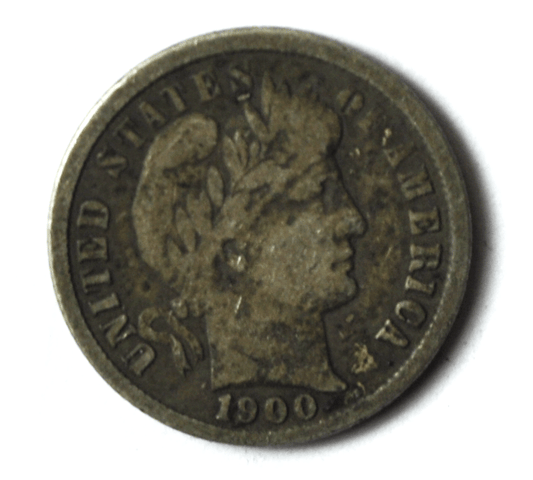 1900 10c Barber Silver Ten Cents Dime US Philadelphia