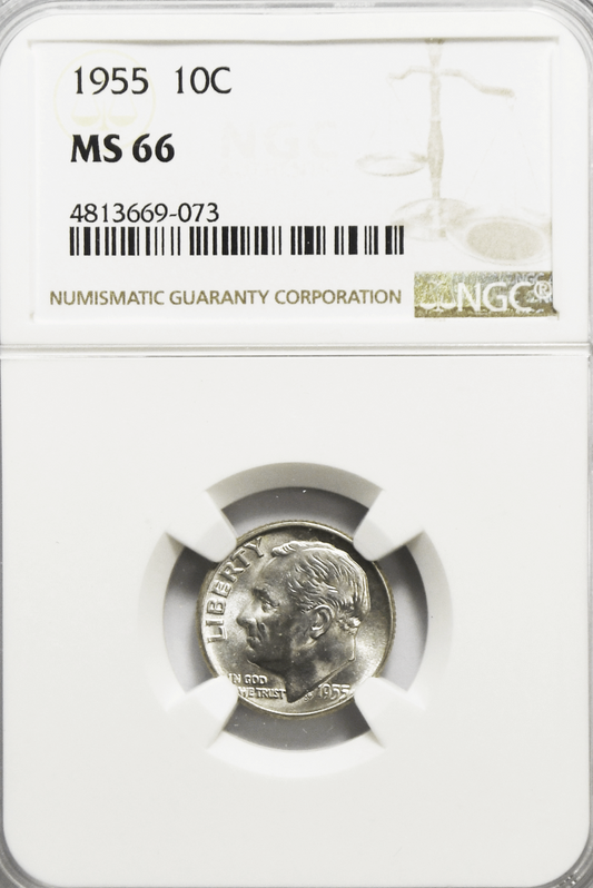 1955 10c Roosevelt Silver Dime Ten Cents NGC MS66 BU Philadelphia