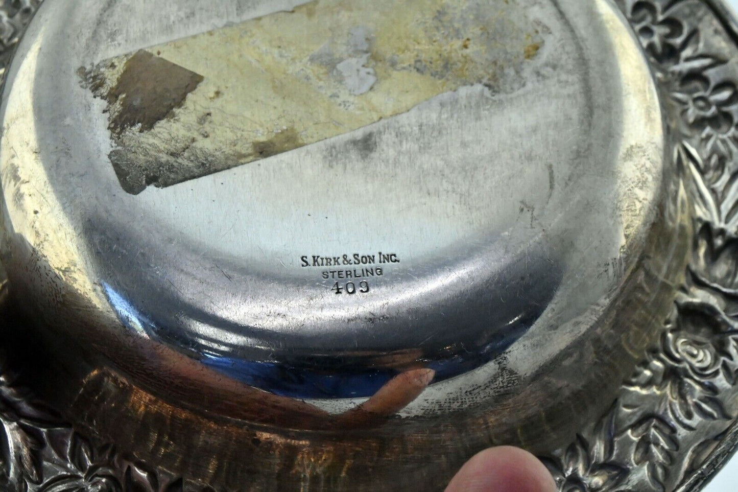 S. Kirk & Sons Repousse Sterling Silver 6 1/4" Compote Bon Bon Nut Dish 4.9 oz.