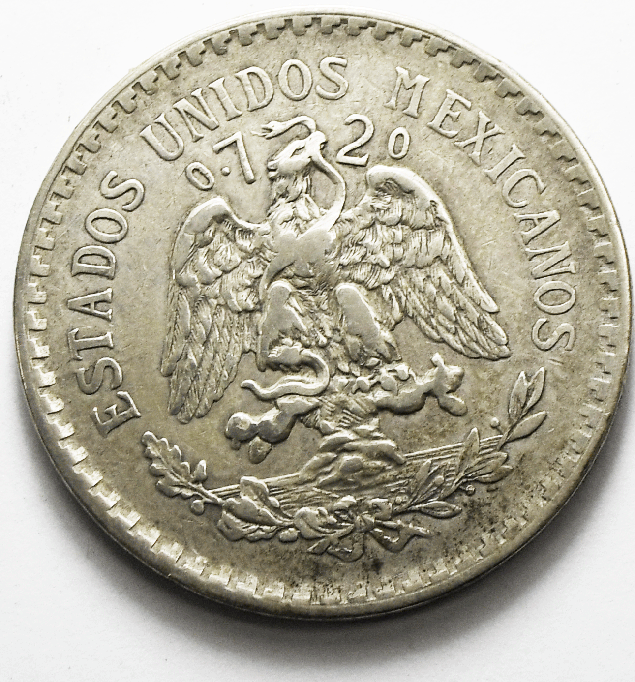 1923 Mexico Estados Unidos Mexicanos Un Peso Silver Coin KM# 455
