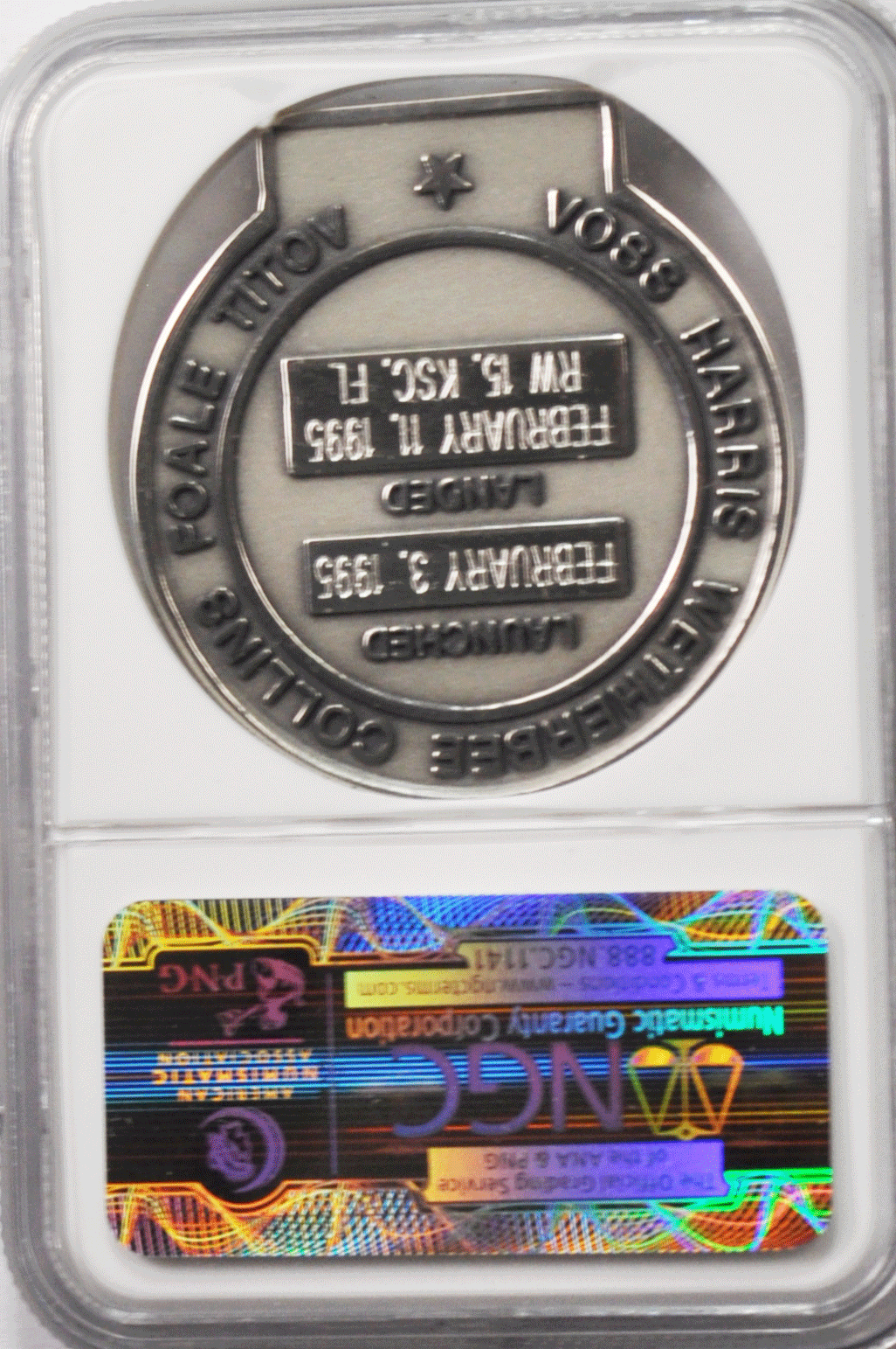 1995 STS-63 Robbins Space Silver Medal Unflown #106 NGC MS64 Near Mir