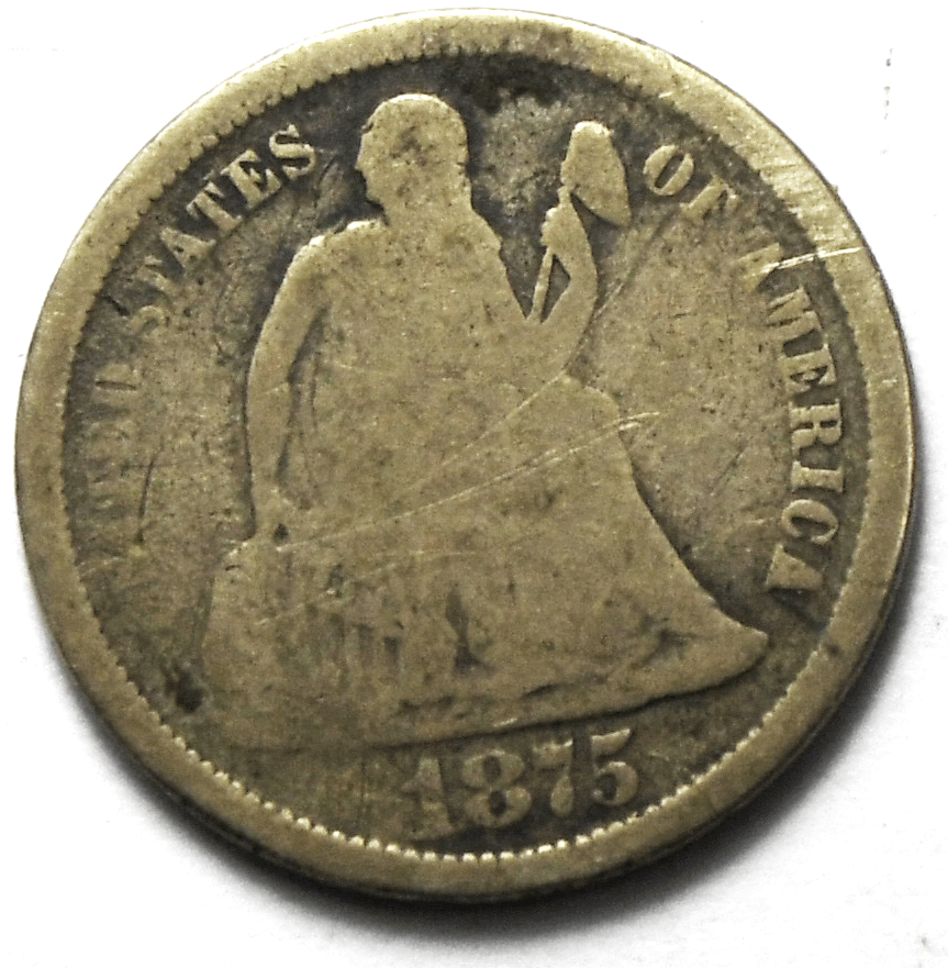 1875 S 10c Seated Liberty Silver Dime Ten Cents San Francisco