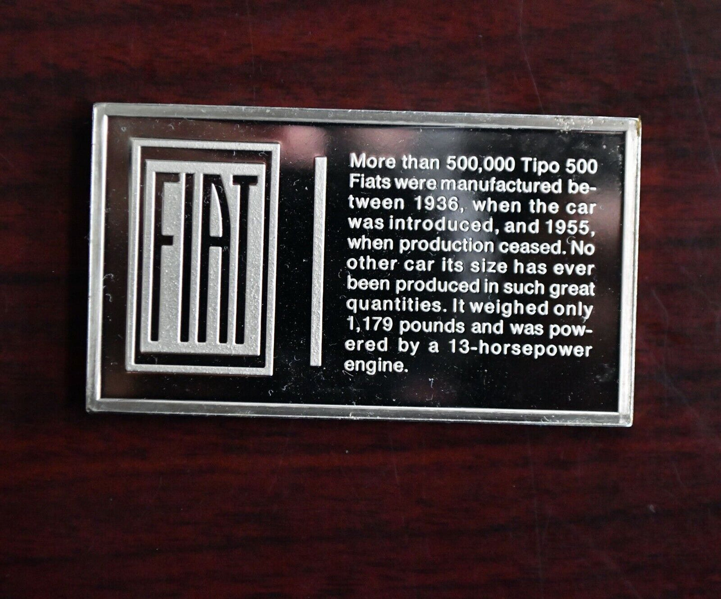 1936 Fiat Centennial Car Ingot Collection 1000 Grains Sterling Franklin Mint Bar