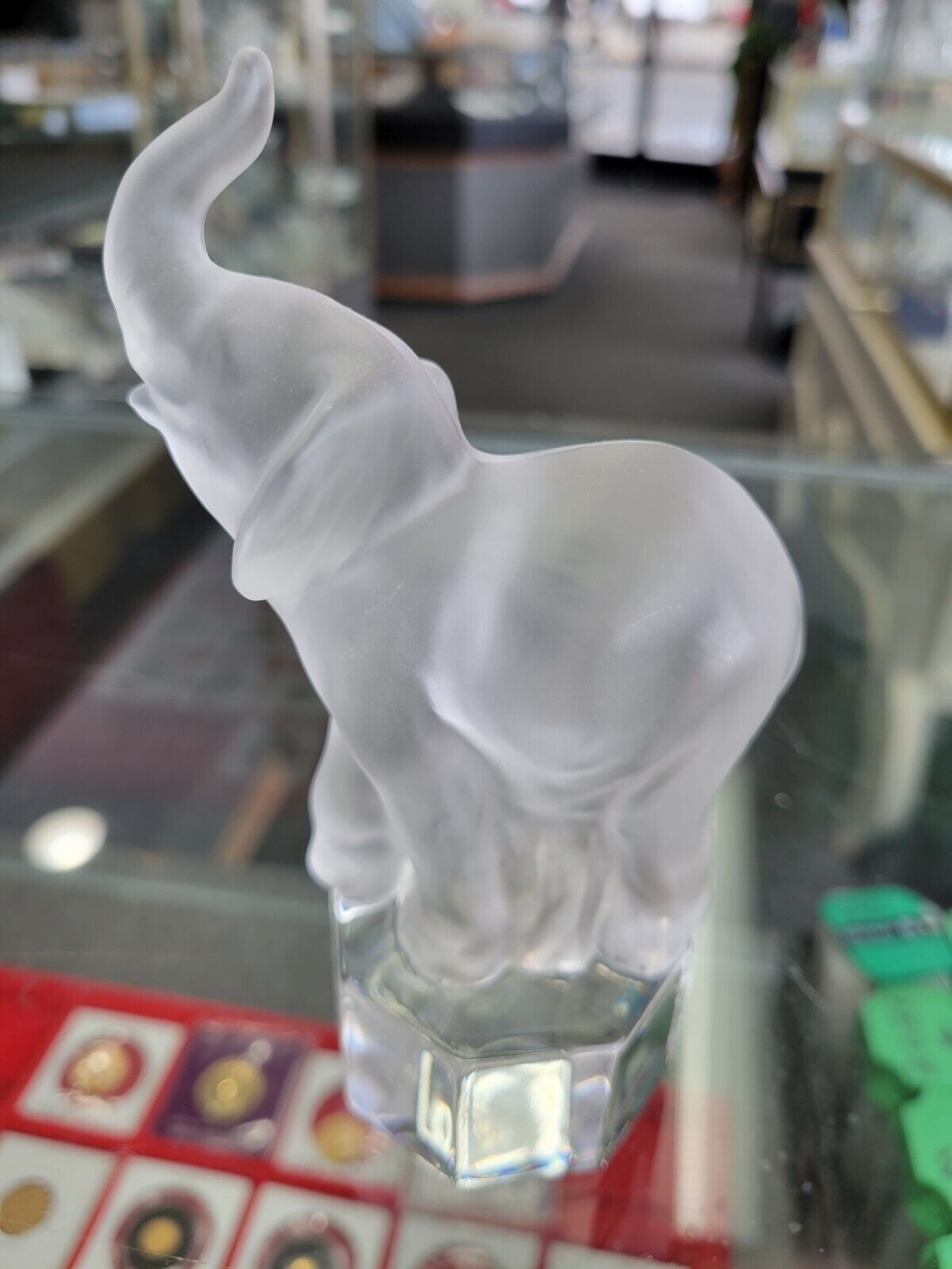 Elephant Frosted Crystal Clear Glass Figurine Paperweight Goebel Germany Vtg