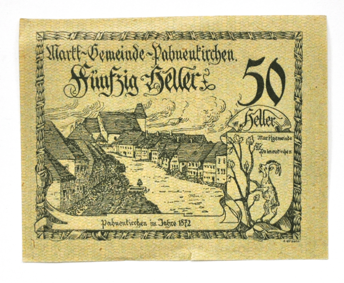 1920 50 Fifty Heller Austria Notgeld Pabneukirchen  AU