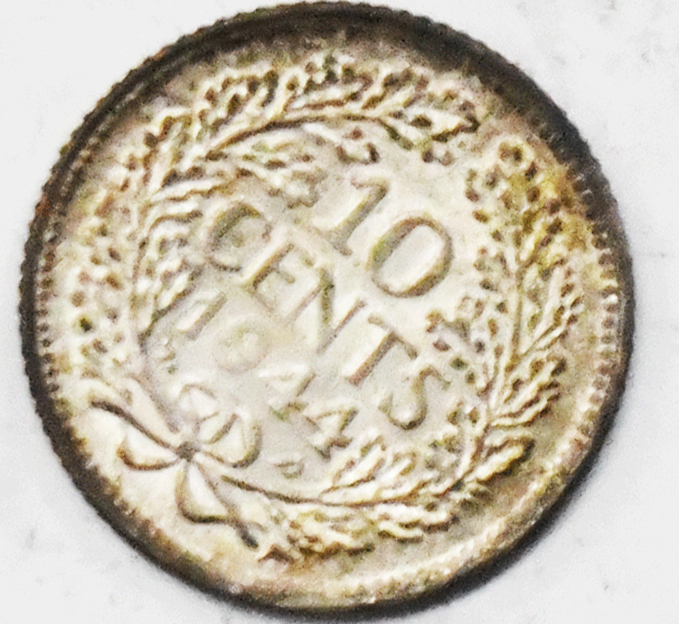 1944 P Netherlands 10c Ten Cents Silver Coin KM# 163