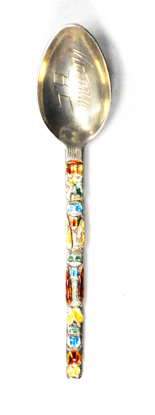 Sterling Silver BMCo Enamel Totem Pole Victoria BC Canada 3-1/2" Souvenir Spoon