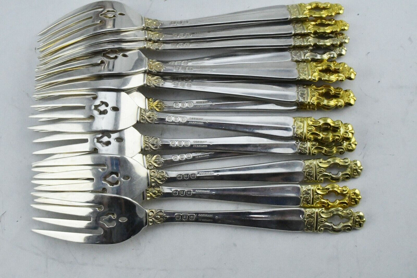 14pc. Hispana-Sovereign "Gold" by Gorham Sterling 6 7/8" Salad Fork 21oz.