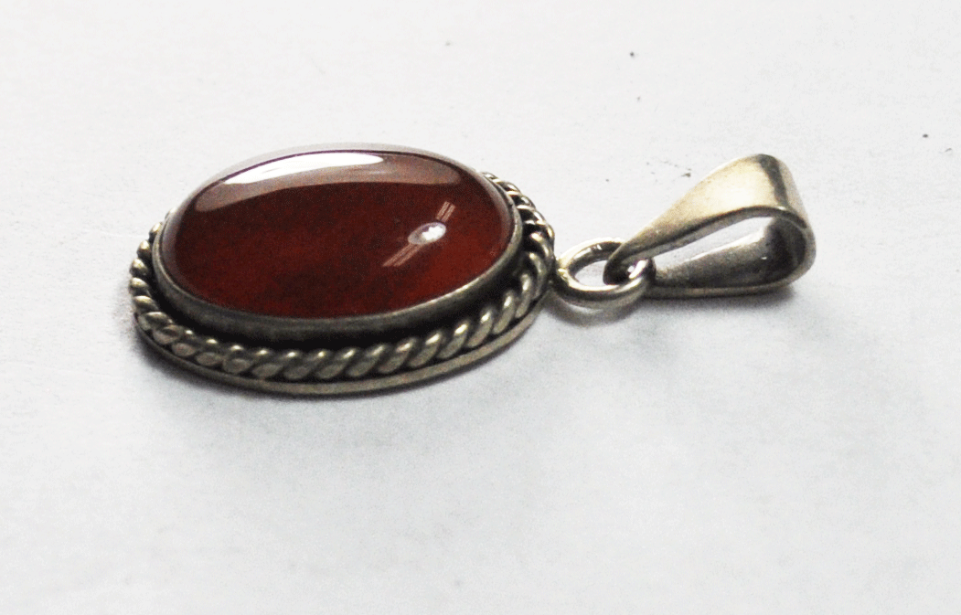 Sterling Silver Amber Oval Twist Halo 31mm x 16mm Pendant 4mm Bale