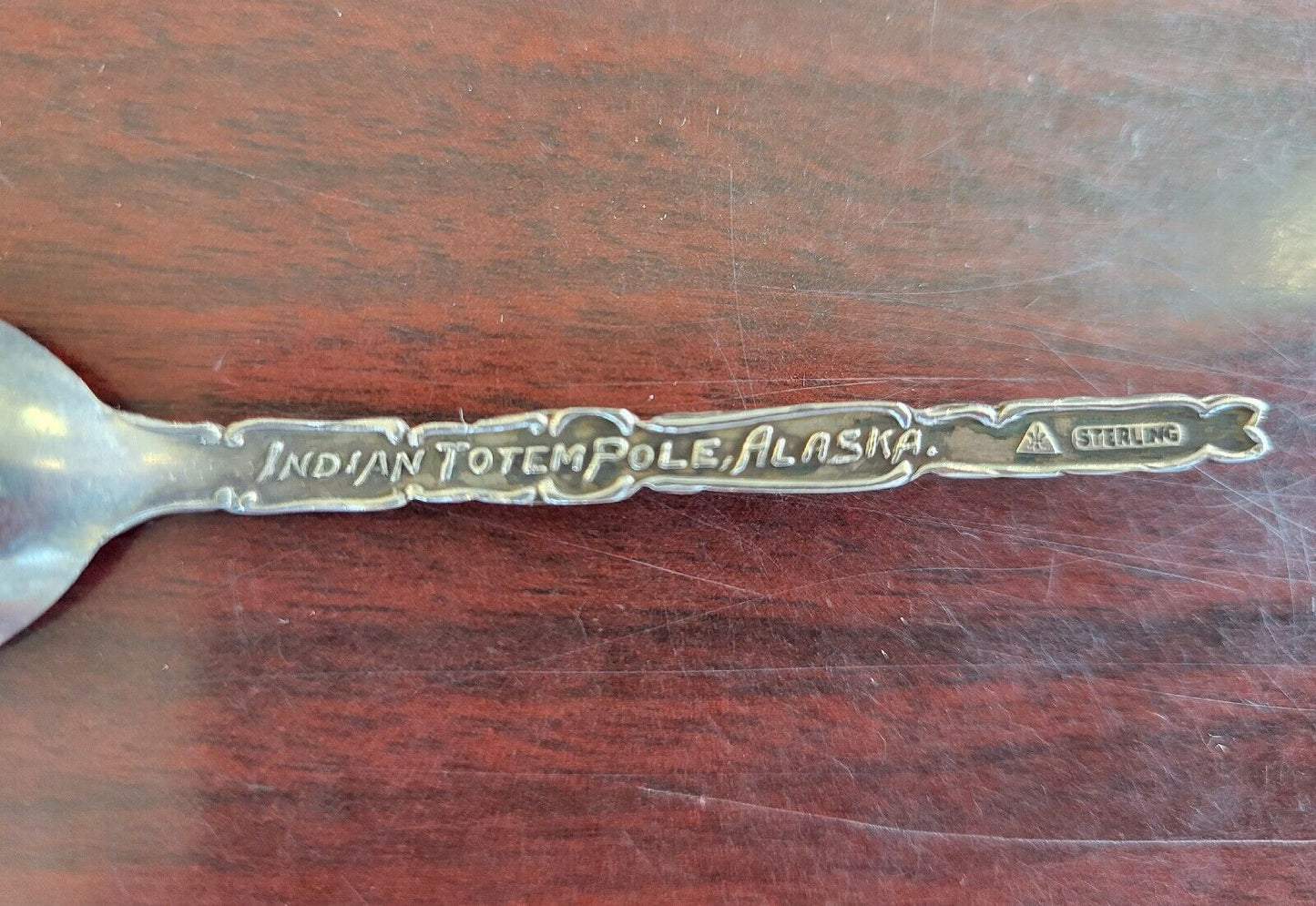 A.B. Mt. Skagway Alaska Antique Sterling 3 3/4" Souvenir Spoon Totem Pole .19oz