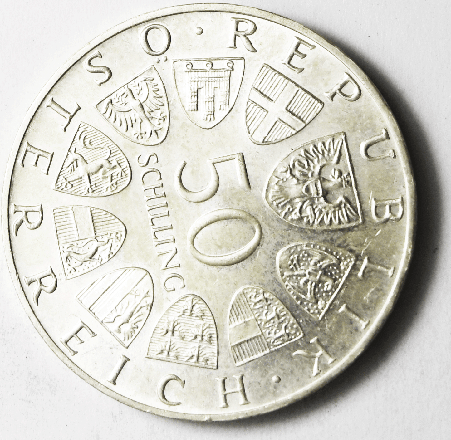 1974 Austria 50 Schilling Silver Coin KM#2922