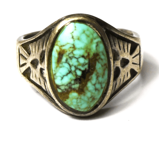 Eagle Zuni Bird Sterling Silver Spiderweb Turquoise  Ring 20mm Size 11-3/4