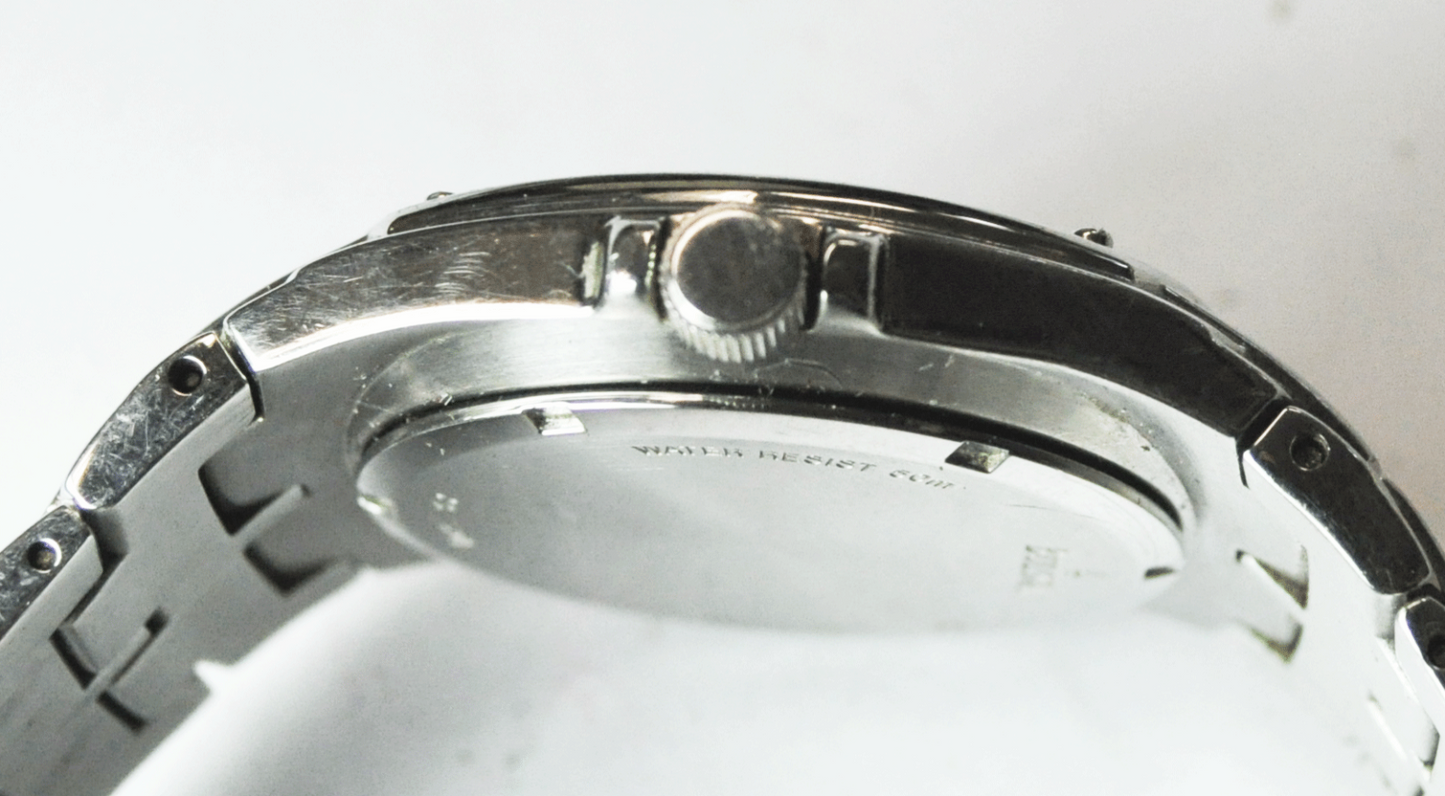 2007 Caravelle Bulova C877591 A7 39mm Quartz Date Stainless Wristwatch Diamond