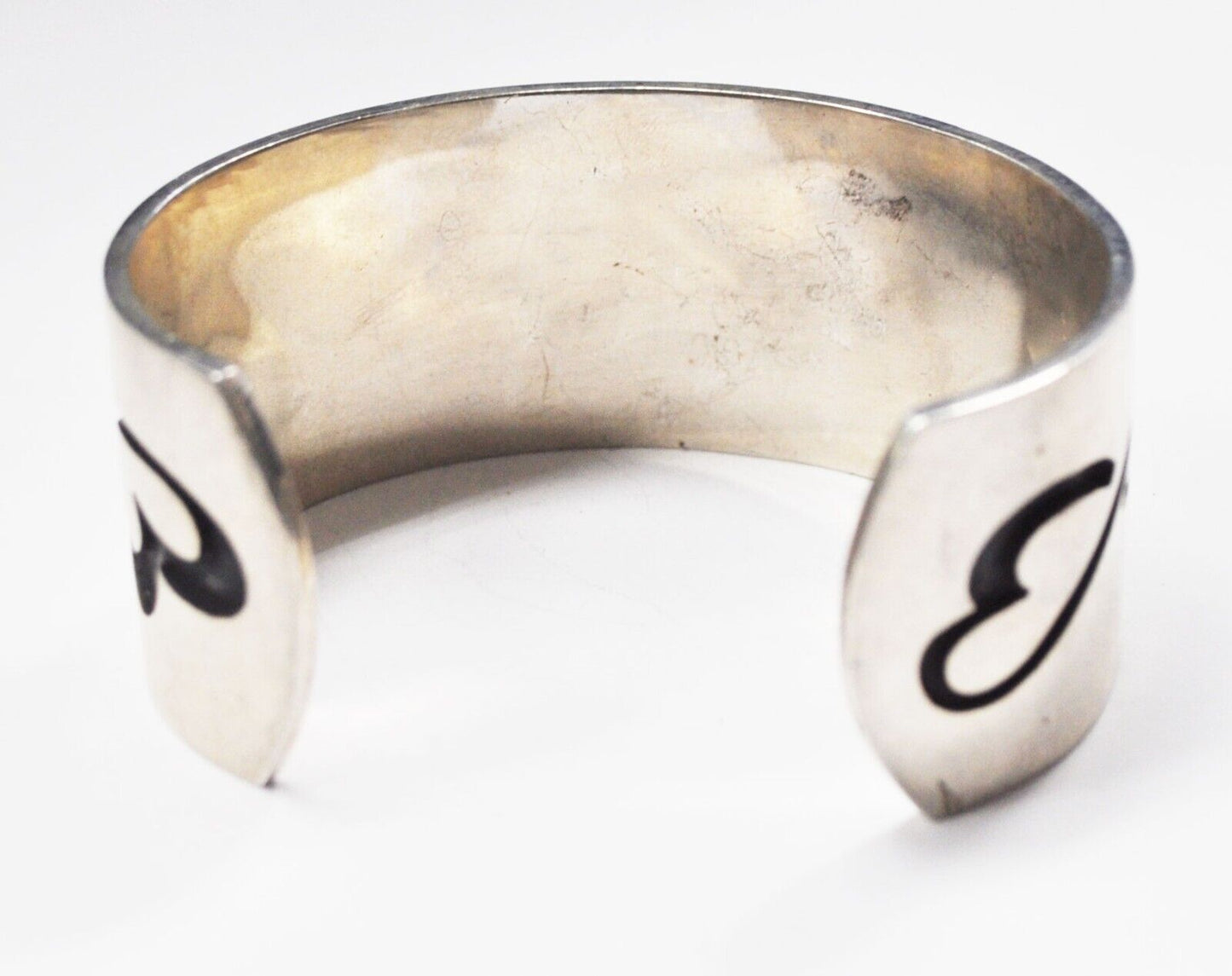 Mexico 950 Silver Designer Signed BB 29mm Wide Cuff Bracelet 7" Wrist