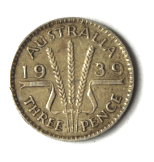1939 m Australia Silver Threepence 3P Coin KM# 37