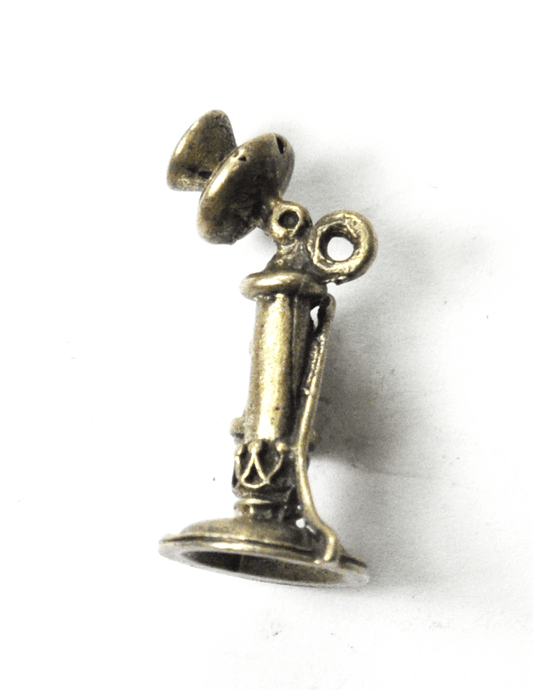 Beau Sterling Silver Upright 3-D Old Fashion Canlestick Rotary Phone 26mm x 12mm