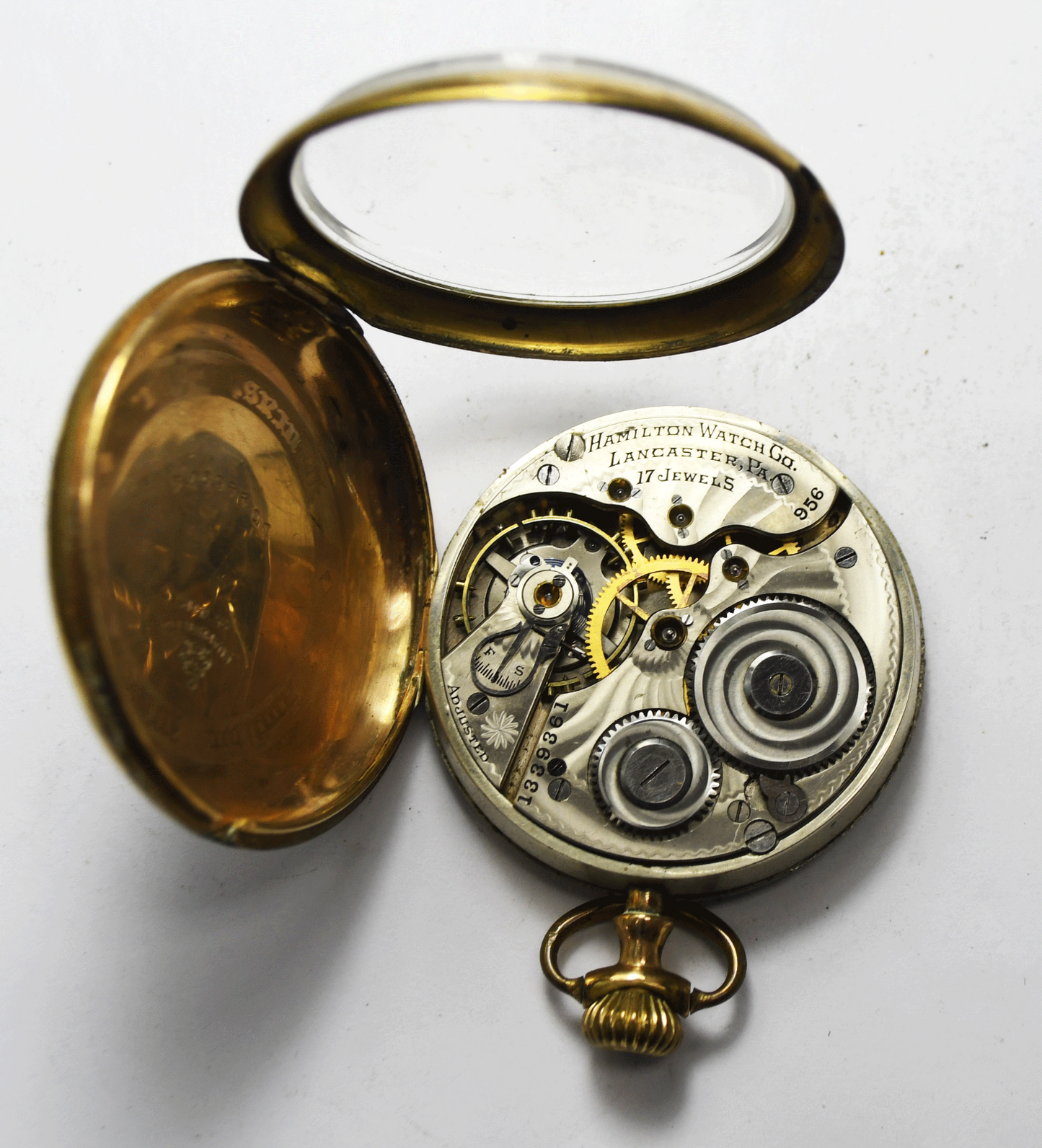 1919 Hamilton Size 16 956 OF PS Pocket Watch 25yr OF GF Swing Case